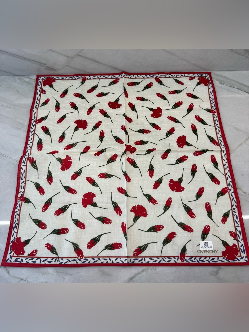 Givenchy Vintage Cotton Floral Scarf 47 cm